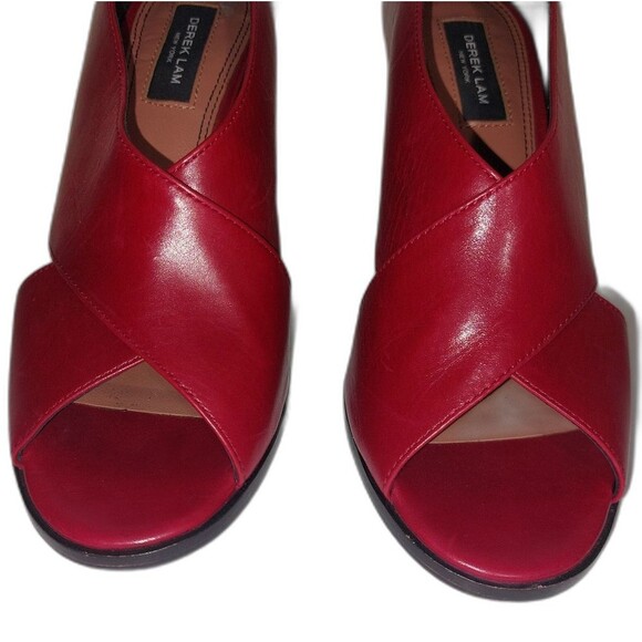 DEREK LAM Women's Leather Trey Stiletto 4" Heel Lipstick Red Size 7.5B EUC - Picture 10 of 16